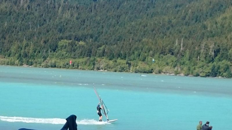 Duck Jibe
Tom V sails out
