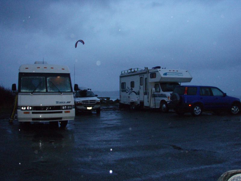 Now this is travelling in style.
Warming up aroung the Rv campfire",that is turning up the heat on the thermastat".After a afternoon of waterfun.
