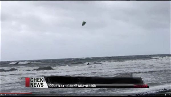 Big Thursday
Gnarf made the news -- on his 5m in the storm of the year (so far).
